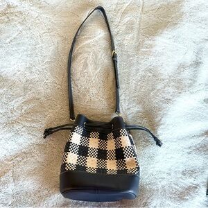 Woven Drawstring Bucket Bag